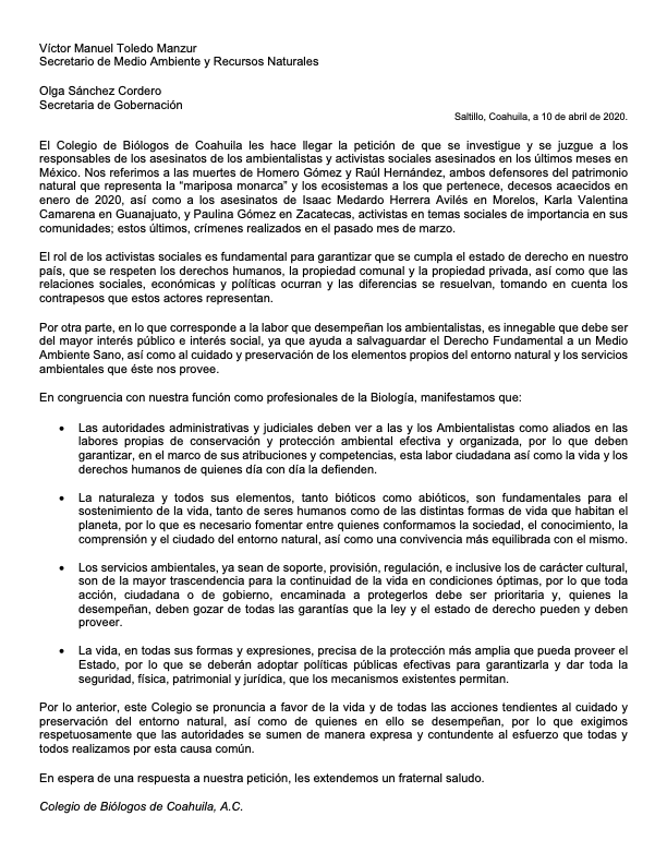 Proteger a los ambientalistas CBC